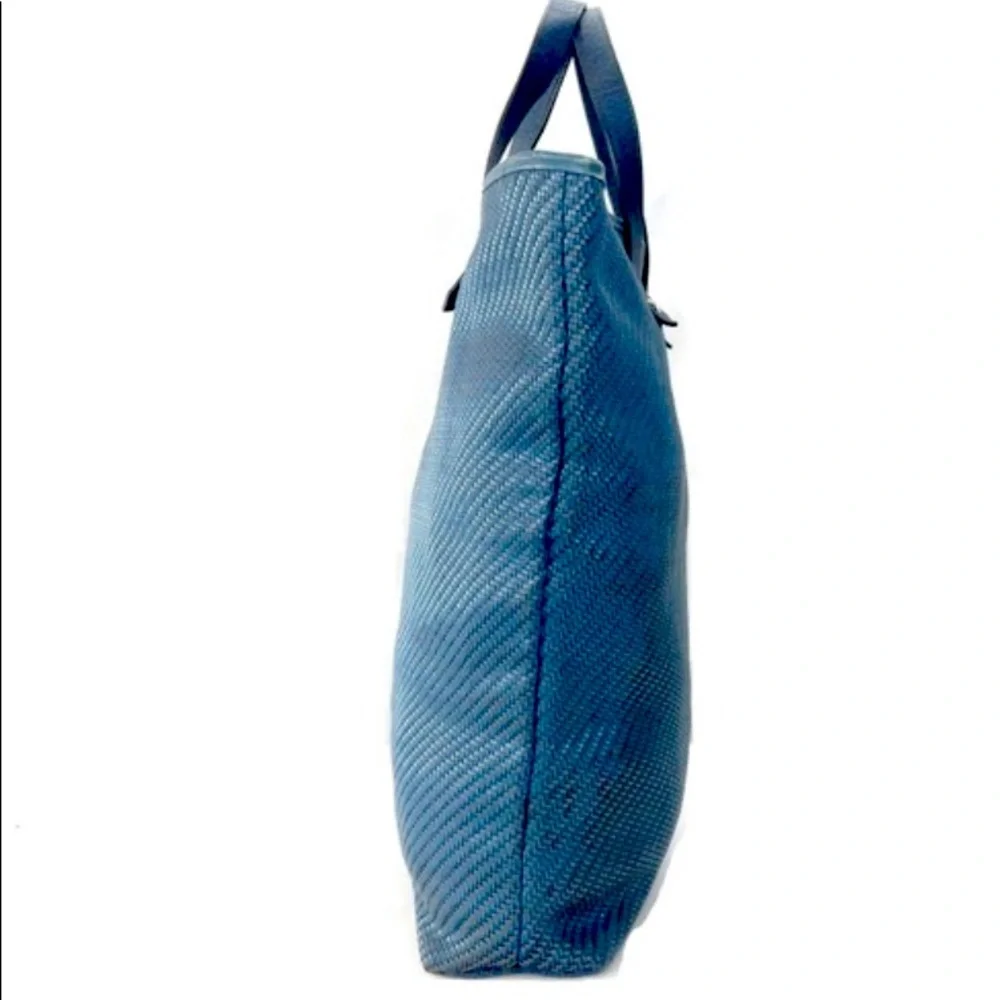 Hermes Leather canvas wooven tote - Picture 3 of 6